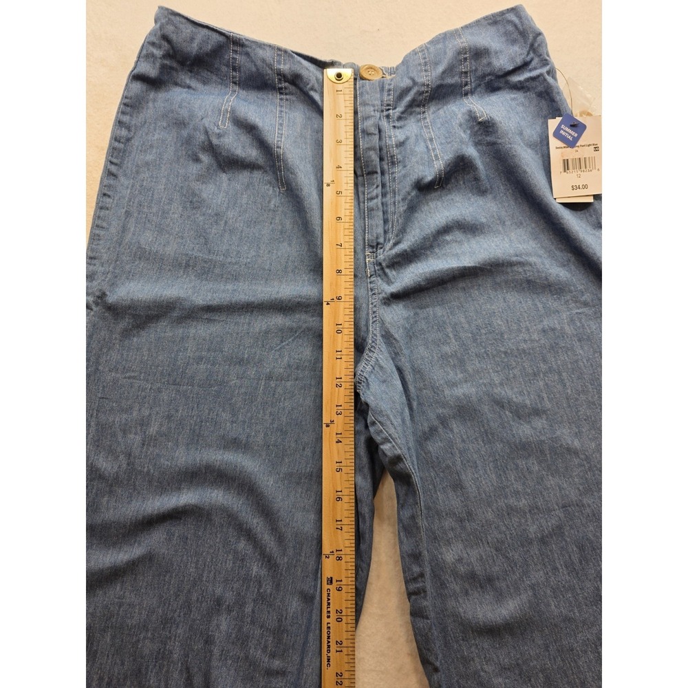 Ophelia Roe Women's Blue Denim Wide Leg Cropped Pants. New With Tags. Size 12 - Picture 7 of 10